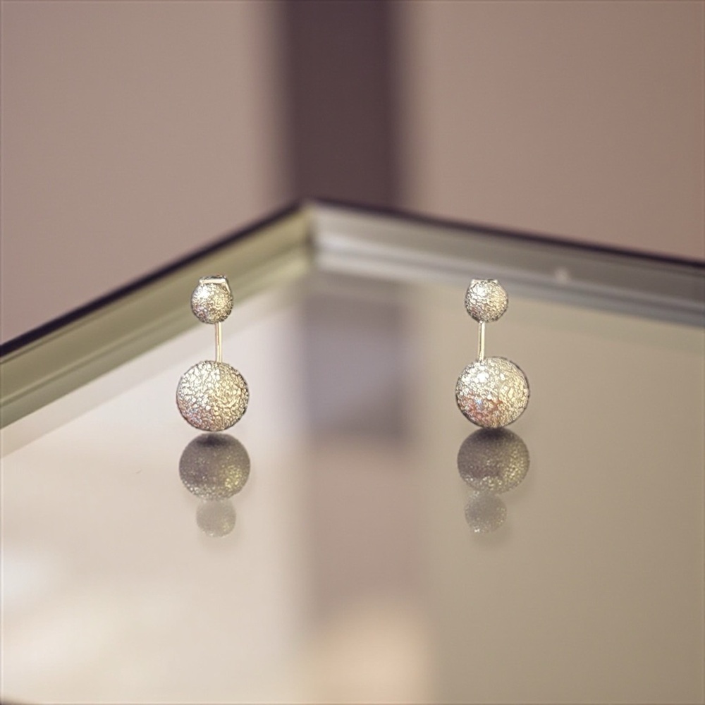 Elegant Silver Stud Earrings/ Two piece